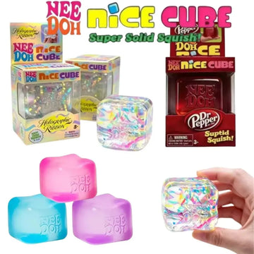Nice Cube Nee Doh Squishy Squeeze Toy, Portable Stress Relief Sensory Fidget, Great for Kids & Adults with ADHD