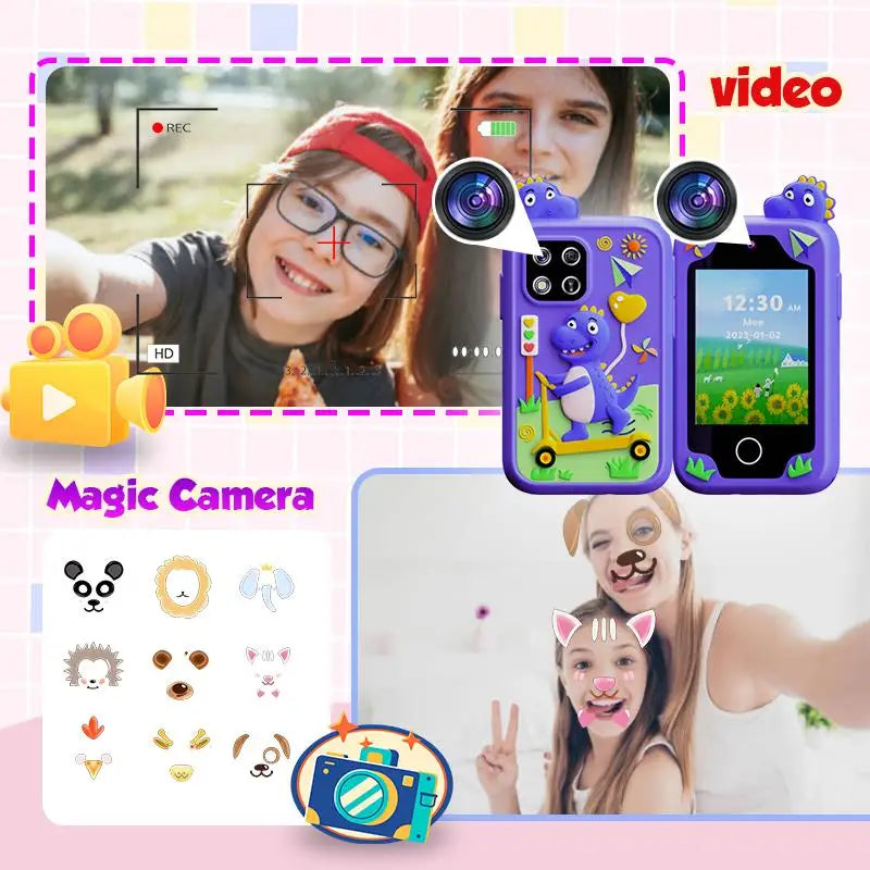 Kids Smart Phone Camera Toy Phone 40+ Games Touch Screen Learning Toy For 3-12 Year Old Boys Girls MP3 Player Birthday Gifts