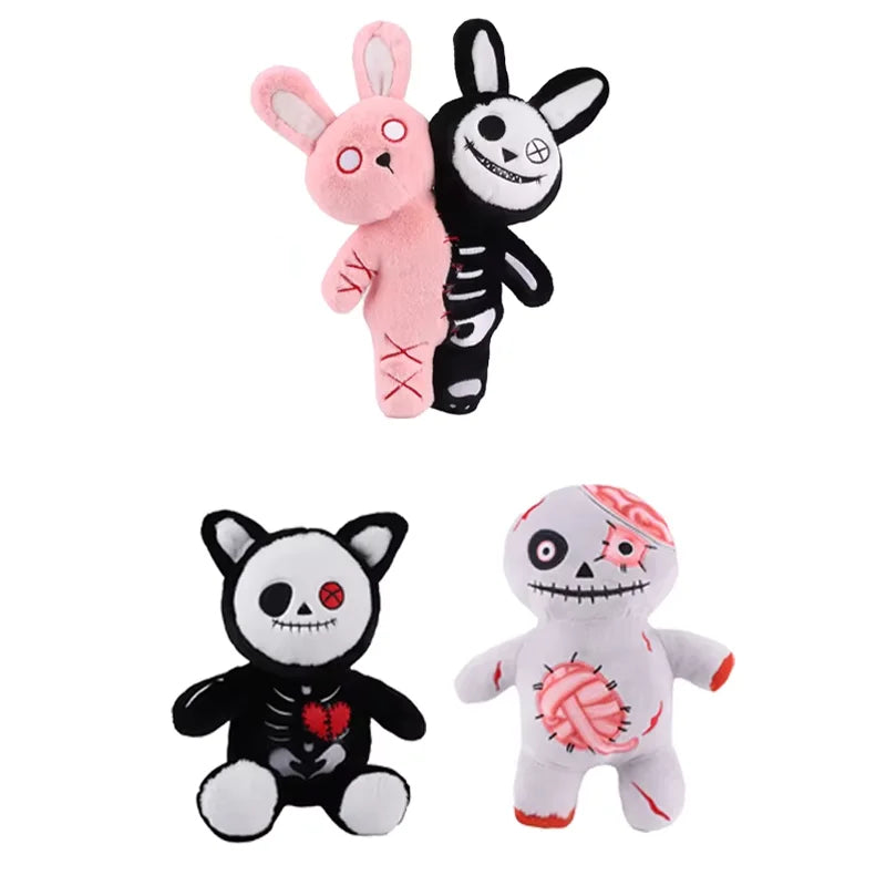 Halloween Double-headed Pumpkin Plush Toy Double Headed Skull Rabbit Horror Skull White Ghost Luminous Zombie Cat Halloween Gift