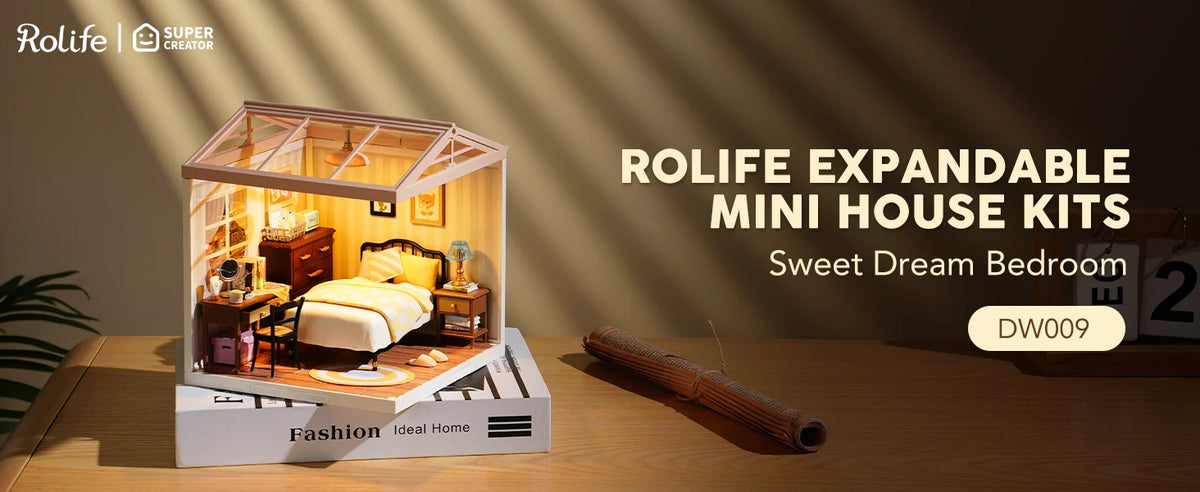 Rolife DIY Miniature House Kit Sweet Dream Bedroom Super Creator Dollhouse 3D Puzzle Model Building Kit with LED for Home Decor