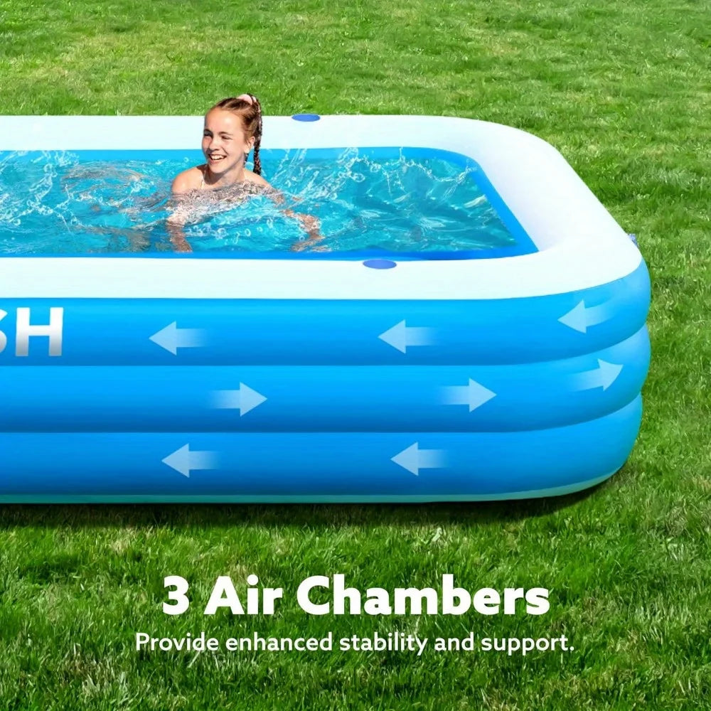 JOYFY 120" x 72" x 22" Full-Sized Inflatable Swimming Pool Summer Family Pool for Summer Water Party Backyard Garden Lawn