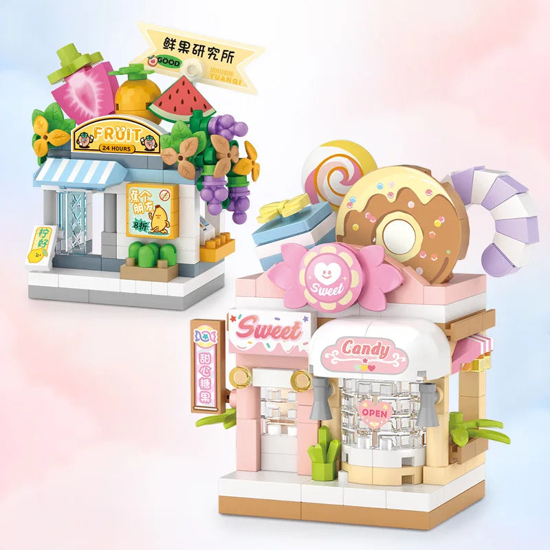 Food Shop Street Series - Mini City Shop House Model Kit, Fun DIY Educational Building Toy Gift for Kids Ages 6-12