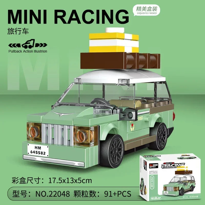Racing Car Bus Engineering Vehicle Ambulance Pull Back Model Building Blocks Brick Toys Children Boys Birthday Gift Brick