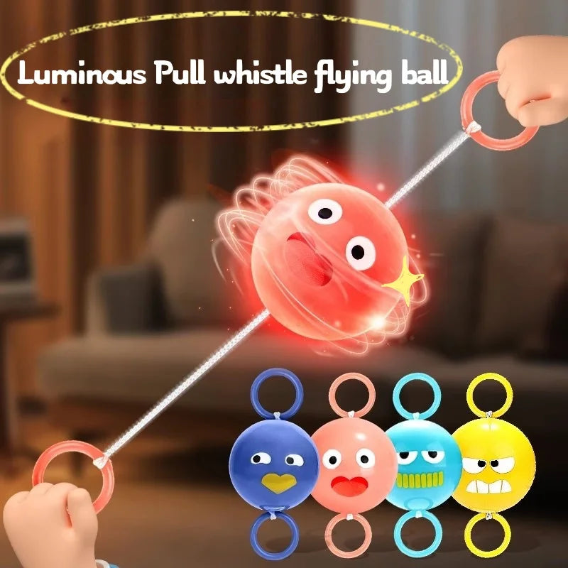 2pcs Luminous Whistle Ball Children's Rotating Flash Flywheel Puzzle Pulling Rope Childhood Creative Stress Relief work out Toy