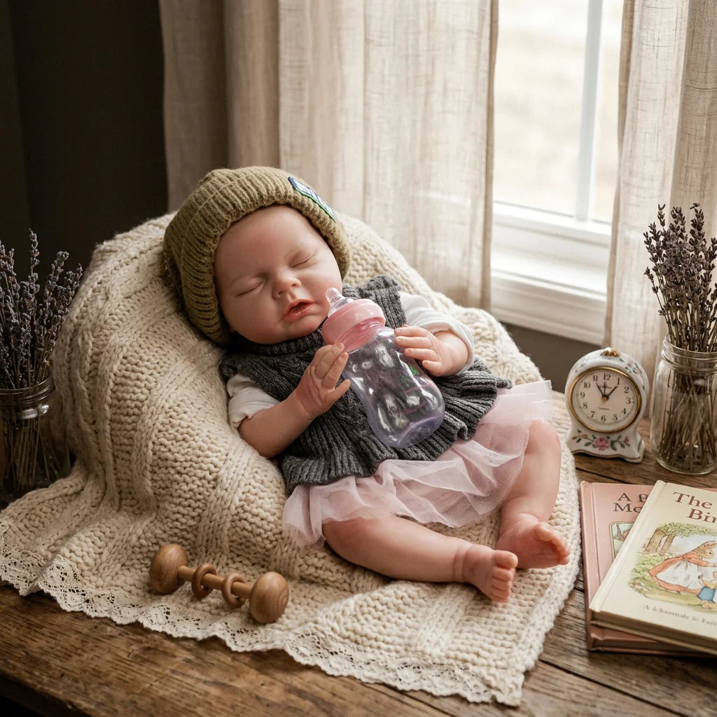 20 Inch Noah Full Body Silicone Reborn Doll Closed Eyes Sleeping Design Hand Painted Waterproof Lifelike Realistic Art Ornament for Holiday Birthday Gifts
