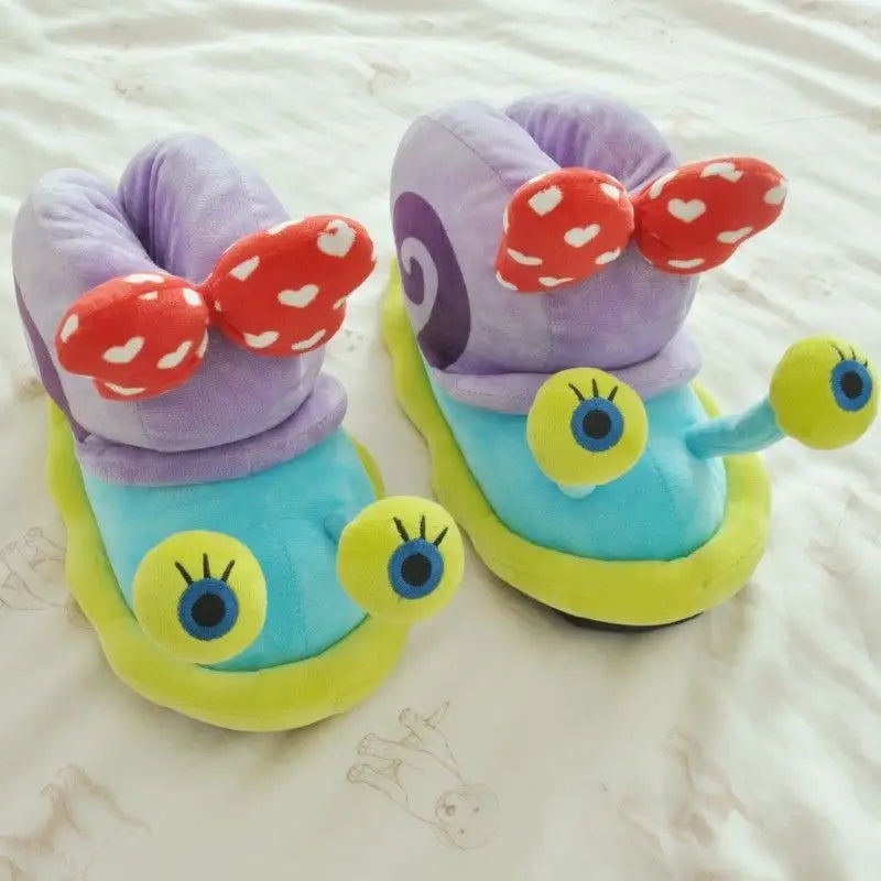 Plush SpongeBob SquarePants Cotton Shoes Snail Bags Heels Cute Home Slippers SpongeBob SquarePants Snail Boots Plush Gift