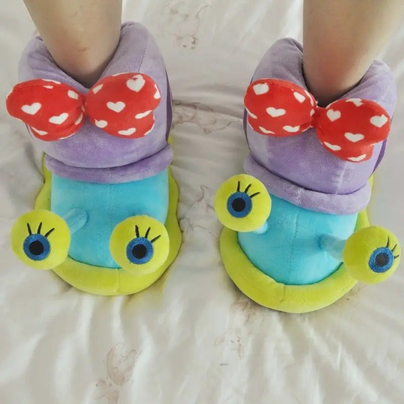 Plush SpongeBob SquarePants Cotton Shoes Snail Bags Heels Cute Home Slippers SpongeBob SquarePants Snail Boots Plush Gift