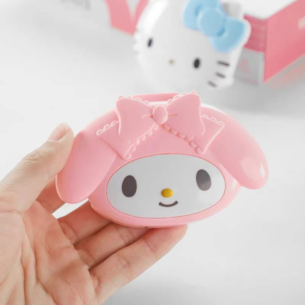 Genuine Sanrio Pill Case Cute Hello Kitty Melody 4 Grids Tablets Organizer Portable Outdoor Travel Home Use Vitamins Storage Box