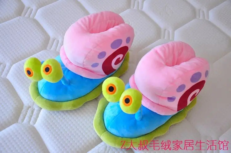 Plush SpongeBob SquarePants Cotton Shoes Snail Bags Heels Cute Home Slippers SpongeBob SquarePants Snail Boots Plush Gift