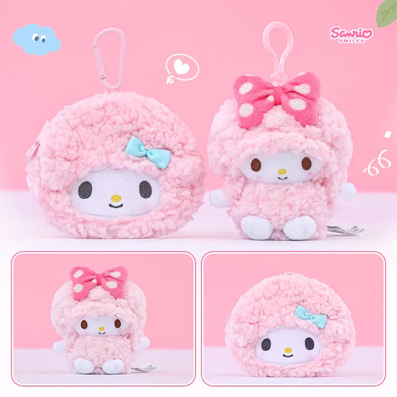 Genuine Sanrio Anime Kawaii Piano Keychain Stuffed Plush Toys Lamb Doll Pendant Pillow Ornaments Keyring Birthday Christmas Gift