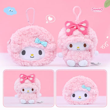 Genuine Sanrio Anime Kawaii Piano Keychain Stuffed Plush Toys Lamb Doll Pendant Pillow Ornaments Keyring Birthday Christmas Gift