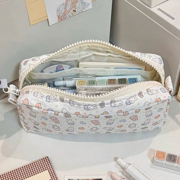Kawaii Miffy Cute Cartoon Rabbit Printing Pencil Box High Capacity Portable Stationery Storage Bag New Arrival Girl Gift Ins