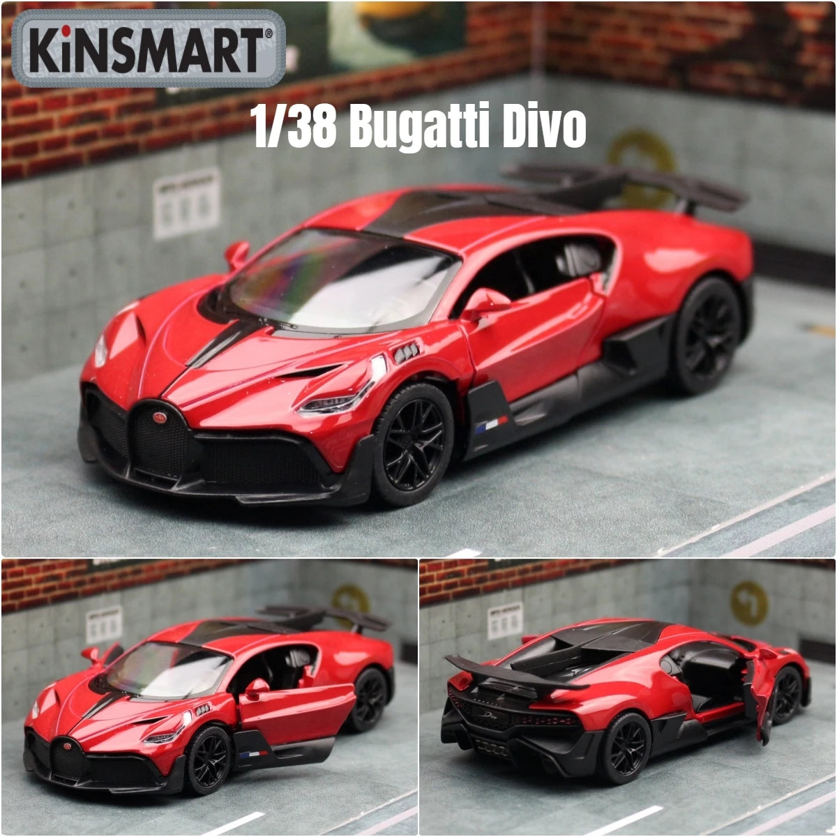 KiNSMART Toy Car Model 1/38 Bugatti Chiron Super Sport Racing Alloy Diecast Miniature Vehicle Collection Gift For Children Boy