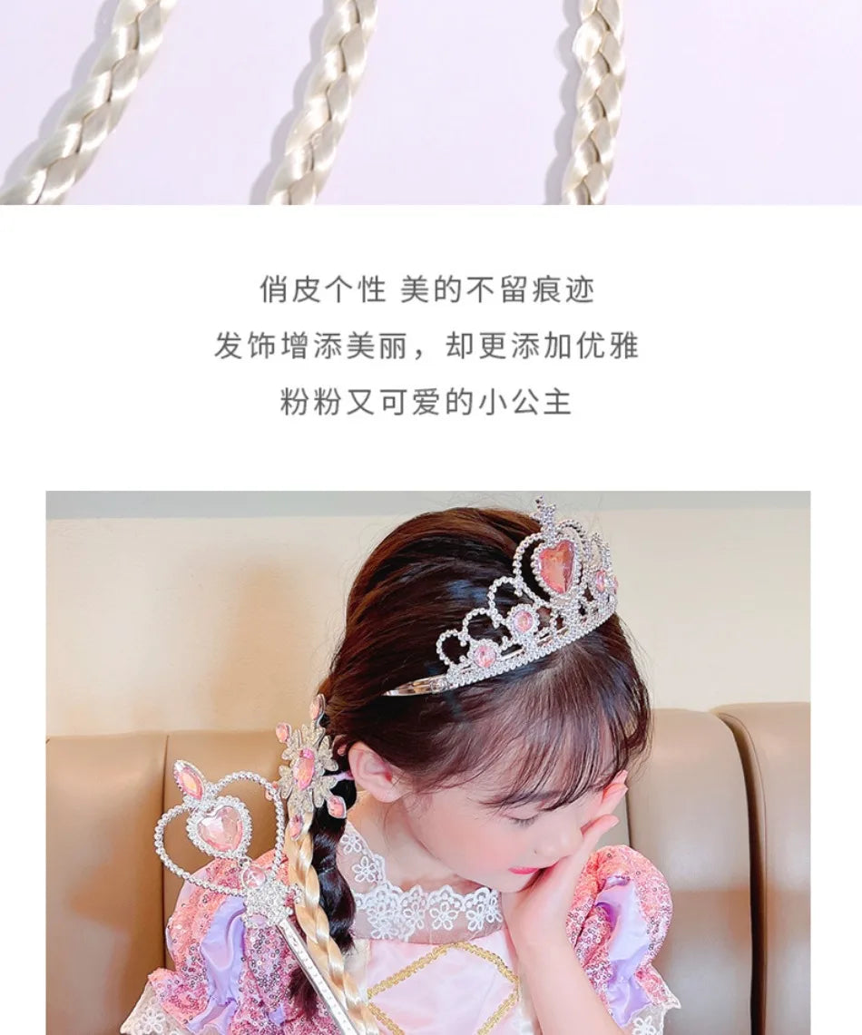 6pcs Rhinestone Tiara Crown and Magic Wand With Glitter Crystal Head Hoop Jewelry Hair Accessories For Girls Teens Birthday Gift