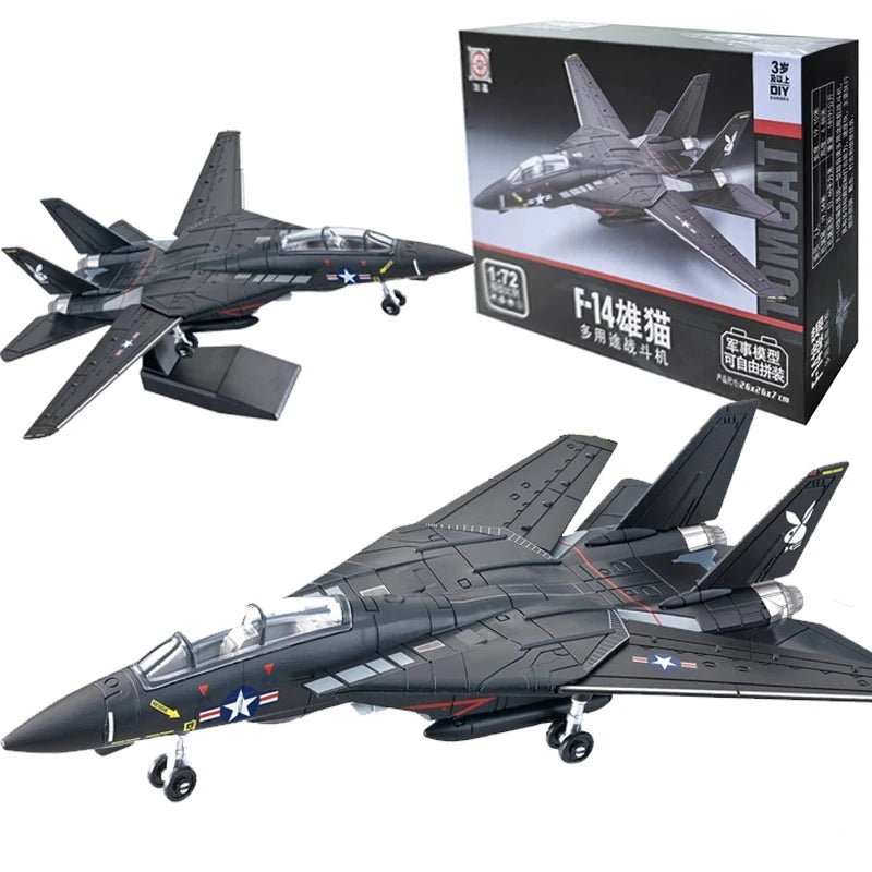 1:72 Creative Military Series Building Blocks New Black F14 Panda Multi Purpose Supersonic Fighter Model Toys For Kids Xmas Gift