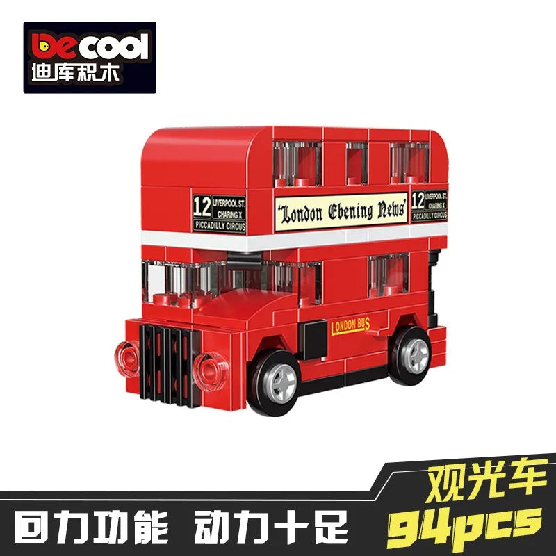 Racing Car Bus Engineering Vehicle Ambulance Pull Back Model Building Blocks Brick Toys Children Boys Birthday Gift Brick