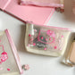Hello Kitty Cartoon Peripheral Women's Makeup Storage Bag, Cute Hello Kitty Storage Bag with White Mesh and Pink Embroidery