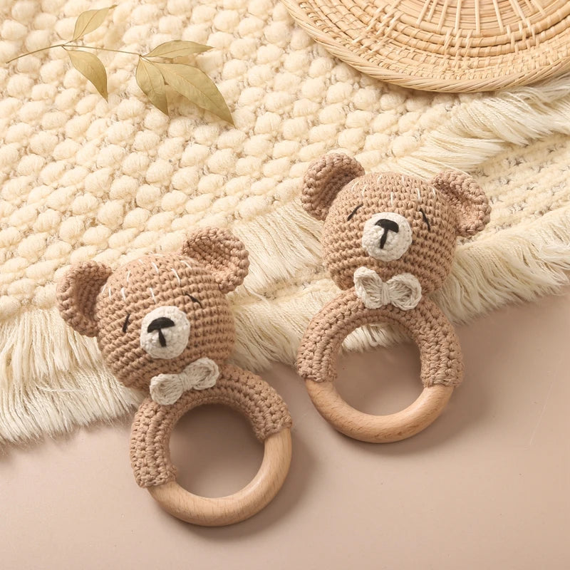 Baby Toys Crochet Animal Rattle Cartoon Music Rattle Toys for Baby Kawaii Teether Rattle Baby Toy 0 12 Months Montessori Toys