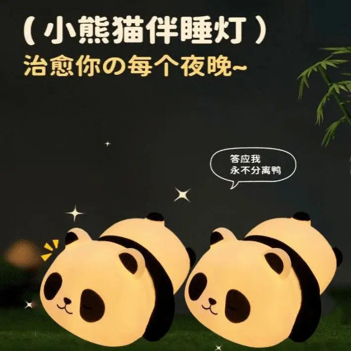 Panda Tap Night Light Soft Ambient Bedroom Lamp Sitting Prone Ornament Eye Friendly Sleep Aid Kawaii Decoration Holiday Gift