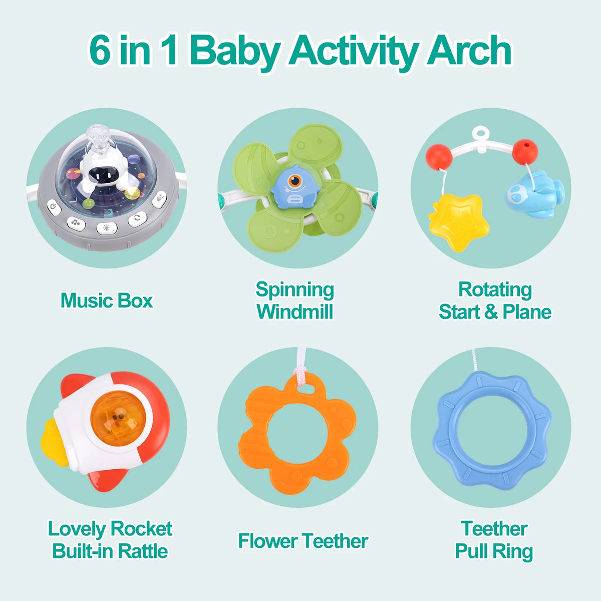 Baby Stroller Arch Toys Bouncer Toy Pram Activity Arch Toys Fine Motor Skills Toys Sensory Development Arch Baby Car Seat Toys
