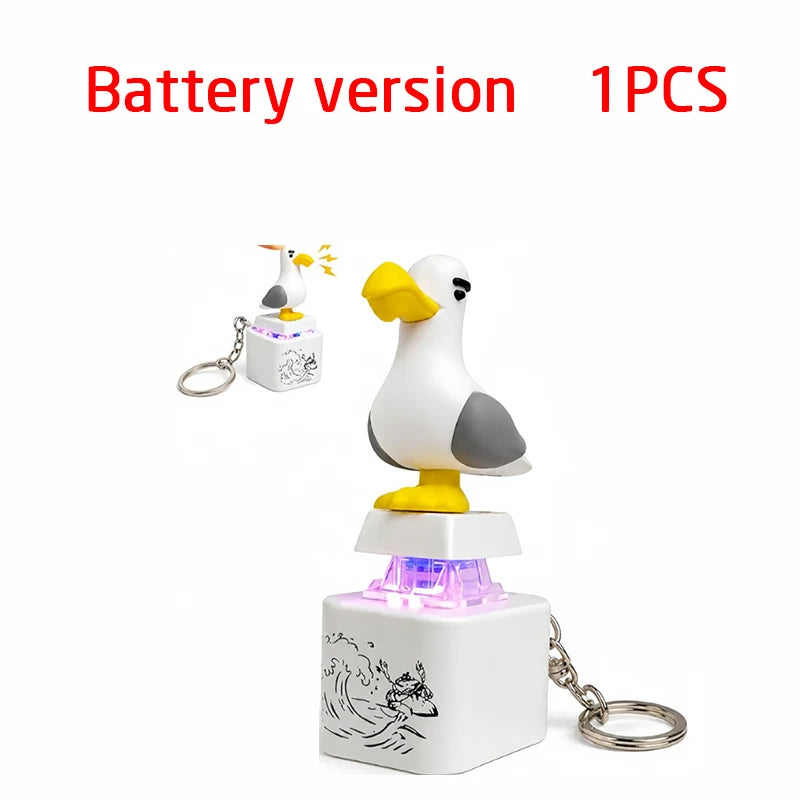 Mine Seagull Keycap Keychain Luminous Sounding Stress Relief Creative Fidget Toy Pocket Portable Electronic Pendant For Adult