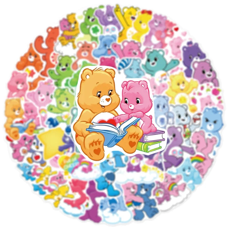 Carebears 50Pcs Classic Cartoon Animation Cute Irritable Bear Loyal Bear Children's Waterproof Sticker Room Diary Decoration