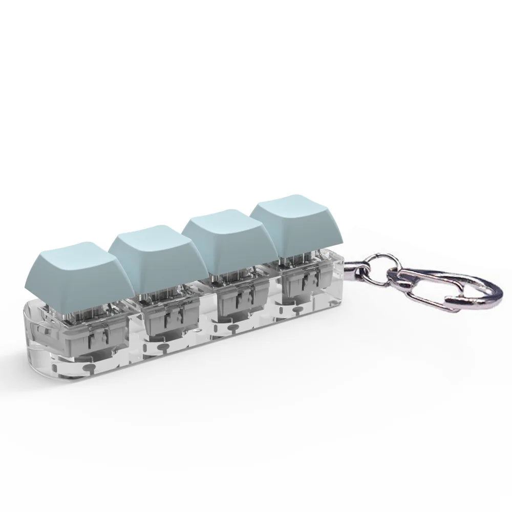 Keyboard Fidget Keychain 4 Keys Finger Keyboard Decompression Toys Press Button Keycap Fidget Stress Relief Keyboard Clicker Toy
