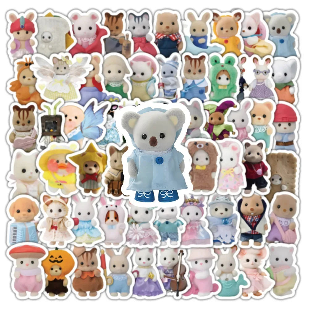 100/200pcs Kawaii Calico Critters Stickers Cute Laptop Scrapbook Graffiti Decals Skateboard Handheld  Aesthetic Sticker Toys