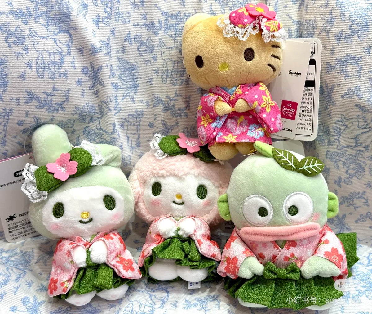 Cartoon matcha My Sweet Piano Melody Hangyodon plush toy keychain kawaii Black Kimono Hello Kitty Soft Plushie Doll  bag charm