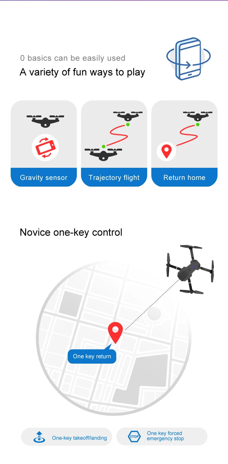 Brushless Motor Foldable Drone Optical Flow Drone 360° Rolling Trajectory Flight Headless Mode Speed Adjustment APP Control Drone
