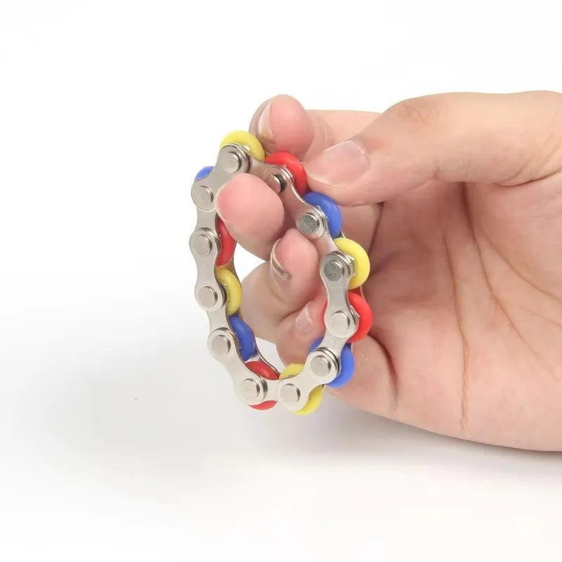Rolling Sensory Fidget Toy Chain Bicycle Shape Fingertip Decompressor Stress Relief Finger Toys Portable Relaxing Toys for Home