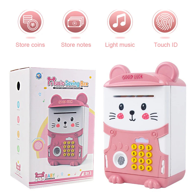 NEW Cartoon ATM Cash Saving Box Money Bank Toy For Kids Electronic Large Money Box Savings Password Digital Fingerprint Unlock