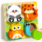4-in-1 Wood Puzzle Cartoon 3D Animals Cognitive Jigsaw Puzzle Portable Safe Early Learning Puzzle Set Children Educational Toys