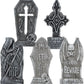 17" Halloween Graveyard Foam Headstones Halloween Decorations Outdoor Tombstones 5 Pack  Decor with 12 Metal Stakes for Prop Cemetery Yard Lawn Decorations, Party Supplies
