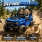 2 Seater 24V Kids Electric Ride On Off-Road Truck with Remote Control Bluetooth LED Lights, 2-Seat Ride On Vehicle Toy for Kids Boys Girls Gift