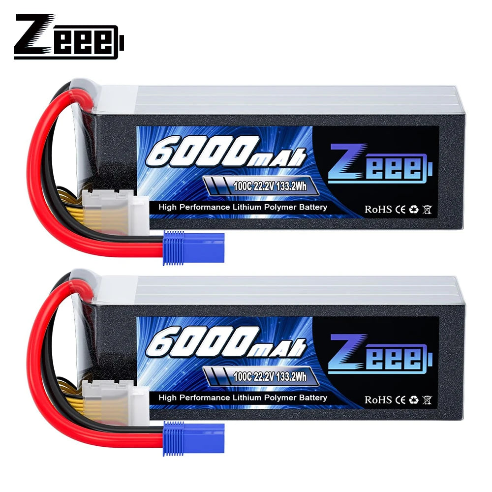 Zeee 6S 6000mAh Lipo Battery 22.2V 100C Softcase with EC5 Plug Lipo Battery for RC Car RC Airplane RC Helicopter RC Model Parts