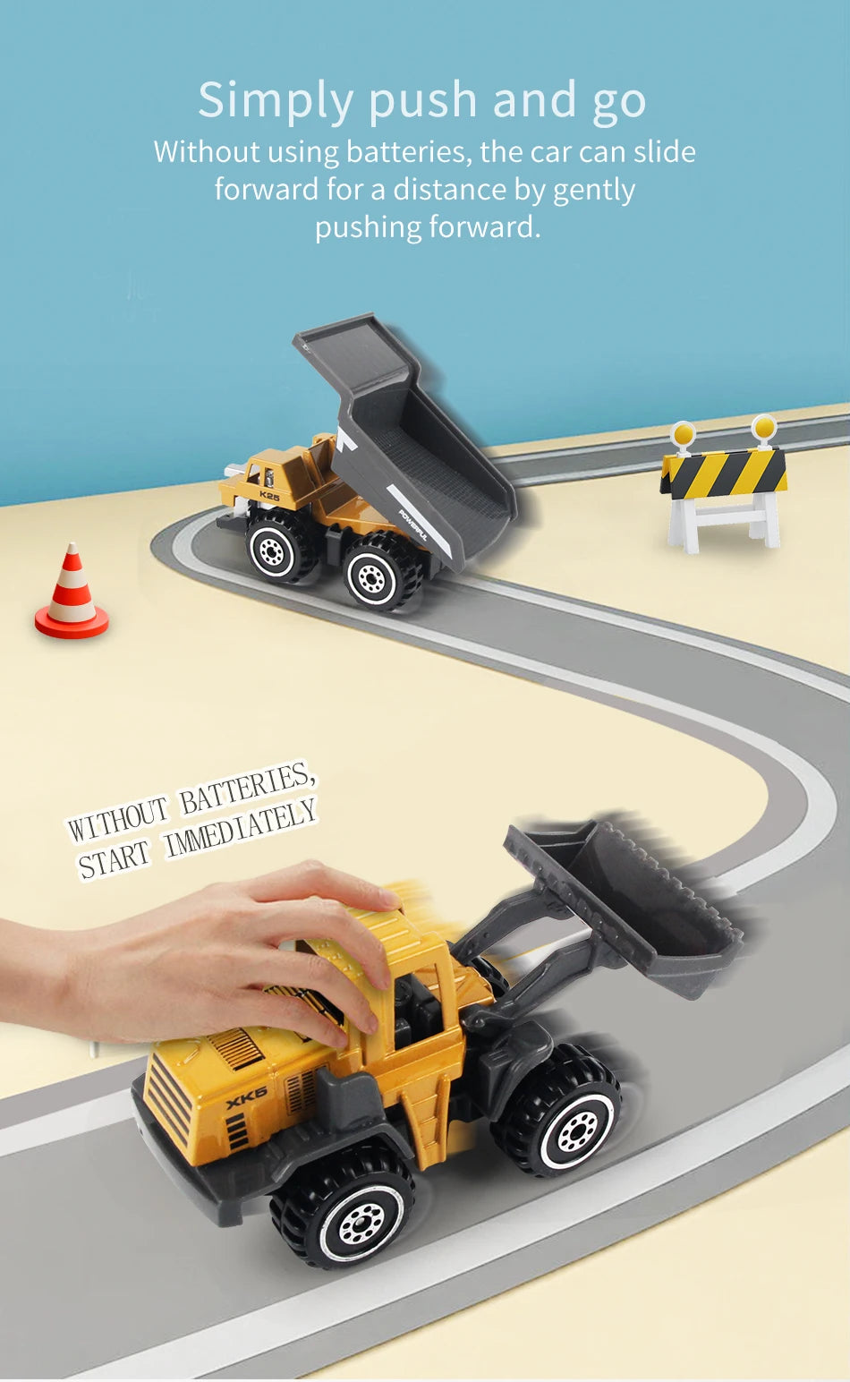 6pcs/set Alloy Engineering Truck Toy Car Classic Construction Model Vehicle Loader Tractor Excavator Toys for Boys Gifts