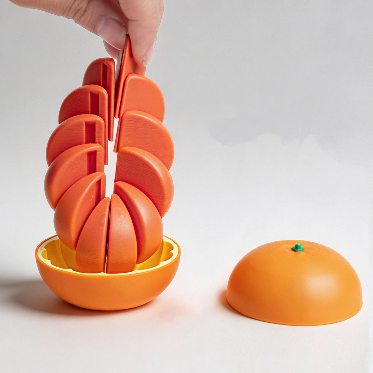 3D Printed Twisty Fidget Citrus with Smooth Rotation Realistic Orange  with Sliding Slices Desk Ornament Deformation Ball