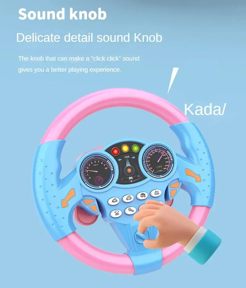Kids Steering Wheel Toy - Backseat Pretend Play with Lights & Music - Fun Preschool Driving Simulator Gift for Toddlers