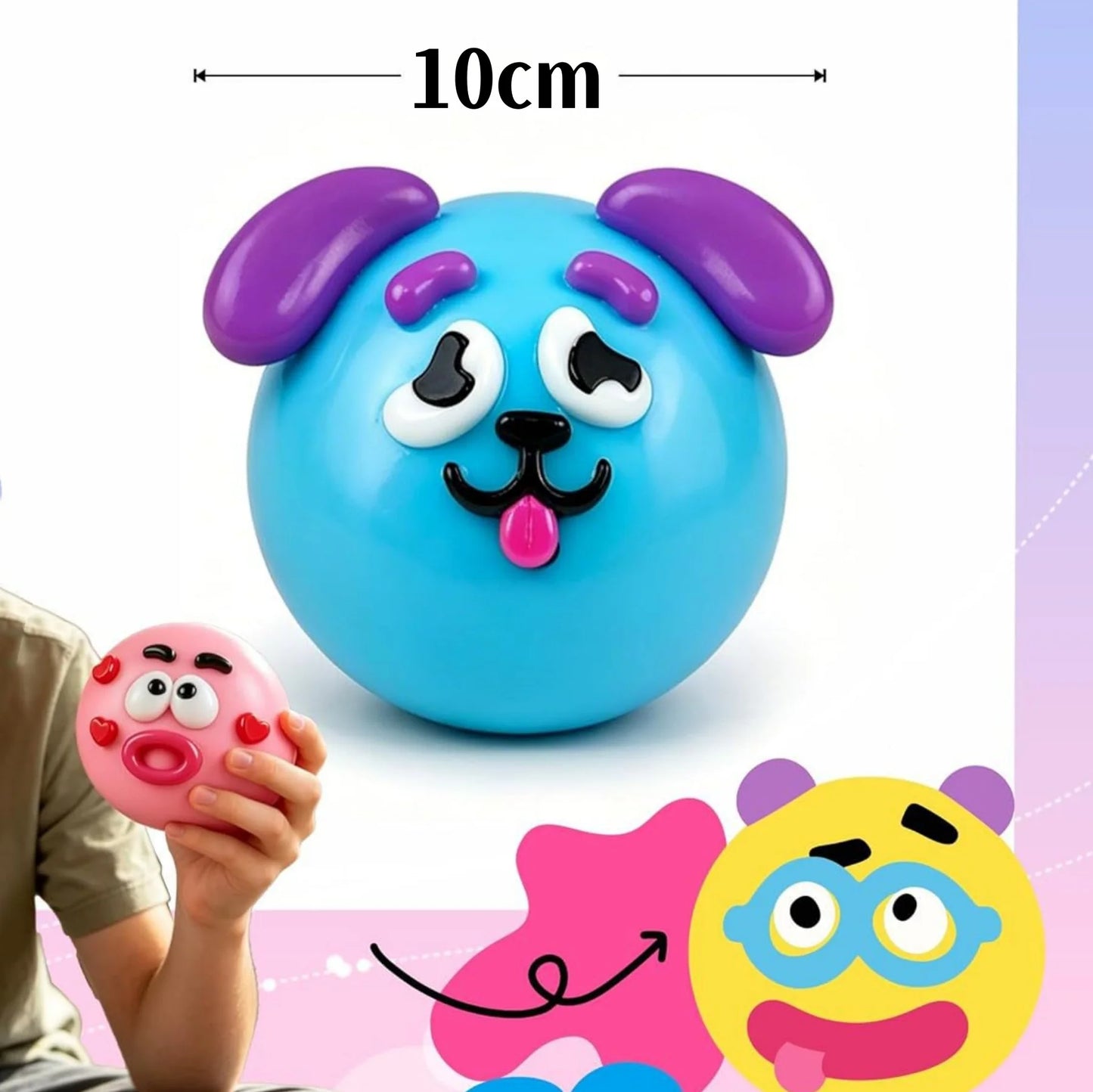 Dog Face Swap Squishy Toy Soft Moldable Cute Slow Rise Squeeze Toy Relaxing Sensory Fidget for Adults Home Office Play Gift ﻿