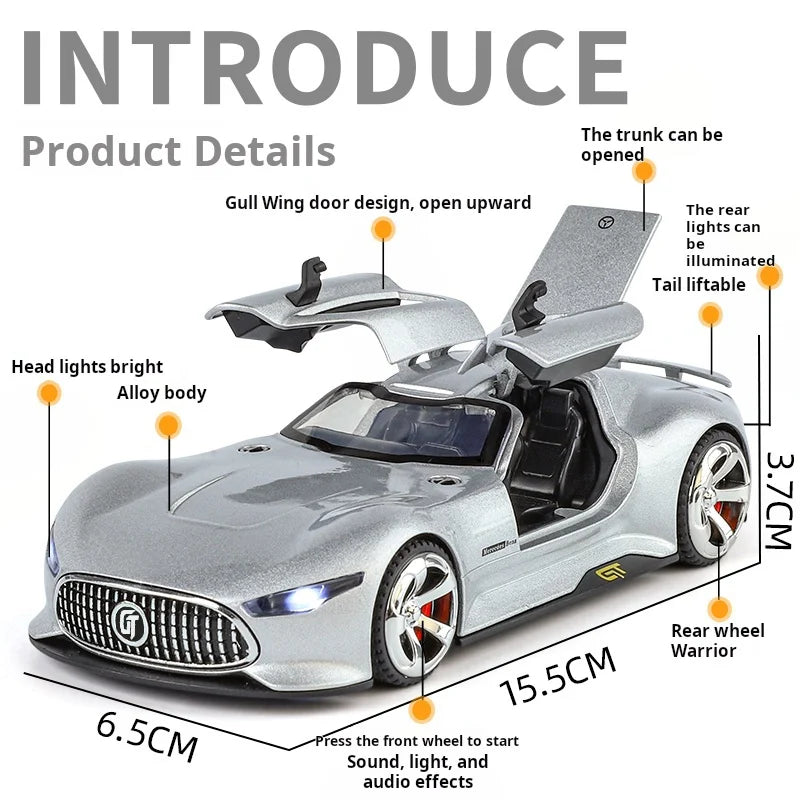 1:32 Visinn GT Alloy Supercar Diecast Metal Model Fast Furious Vehicle Sound Light Collection Kid Toy Gifts Interior Decoration