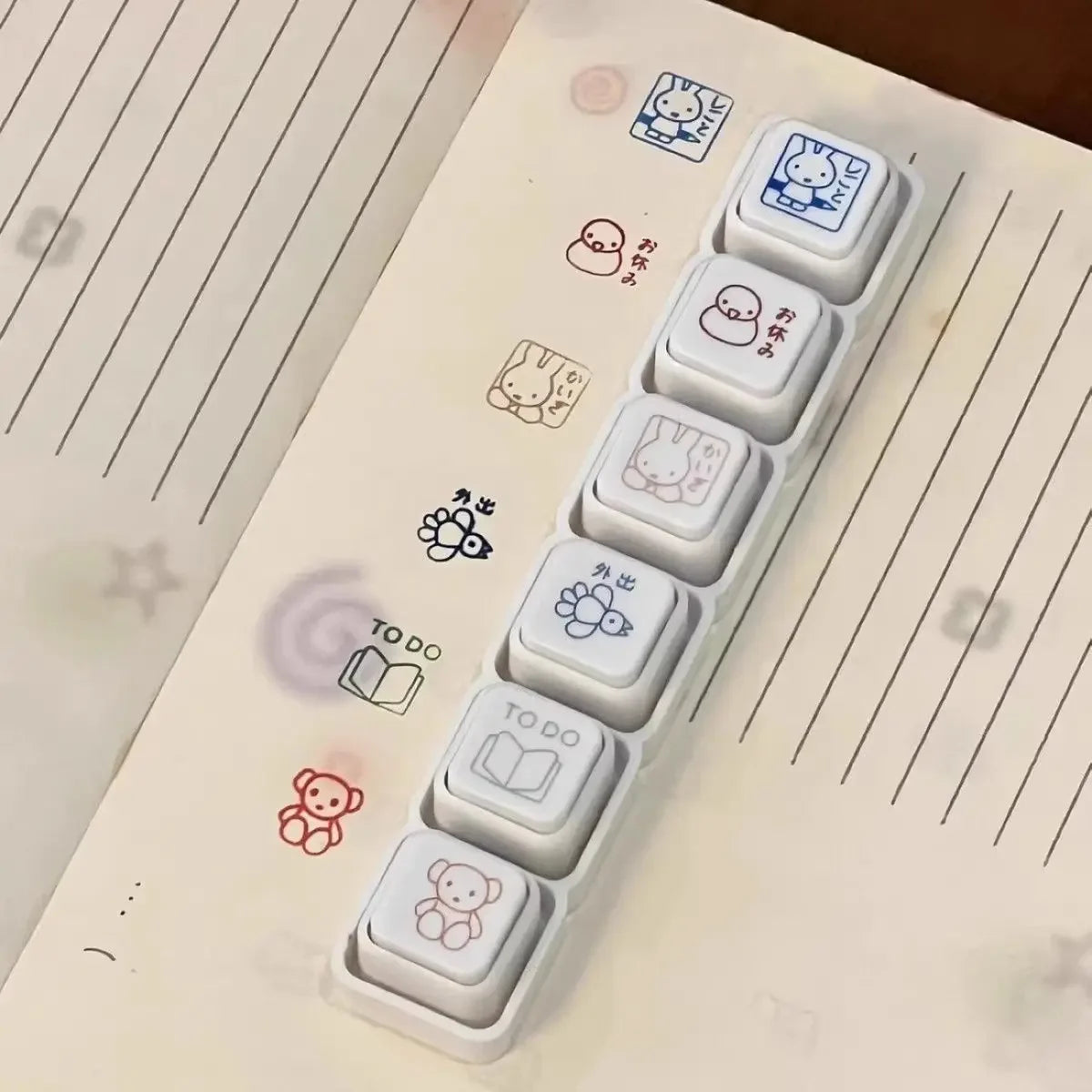 Cute Miffy Rabbit Six Couplets Seal Japanese Style Hand Miffy Diary Good Items Miffy DIY Decorative Materials Press Easy Gift