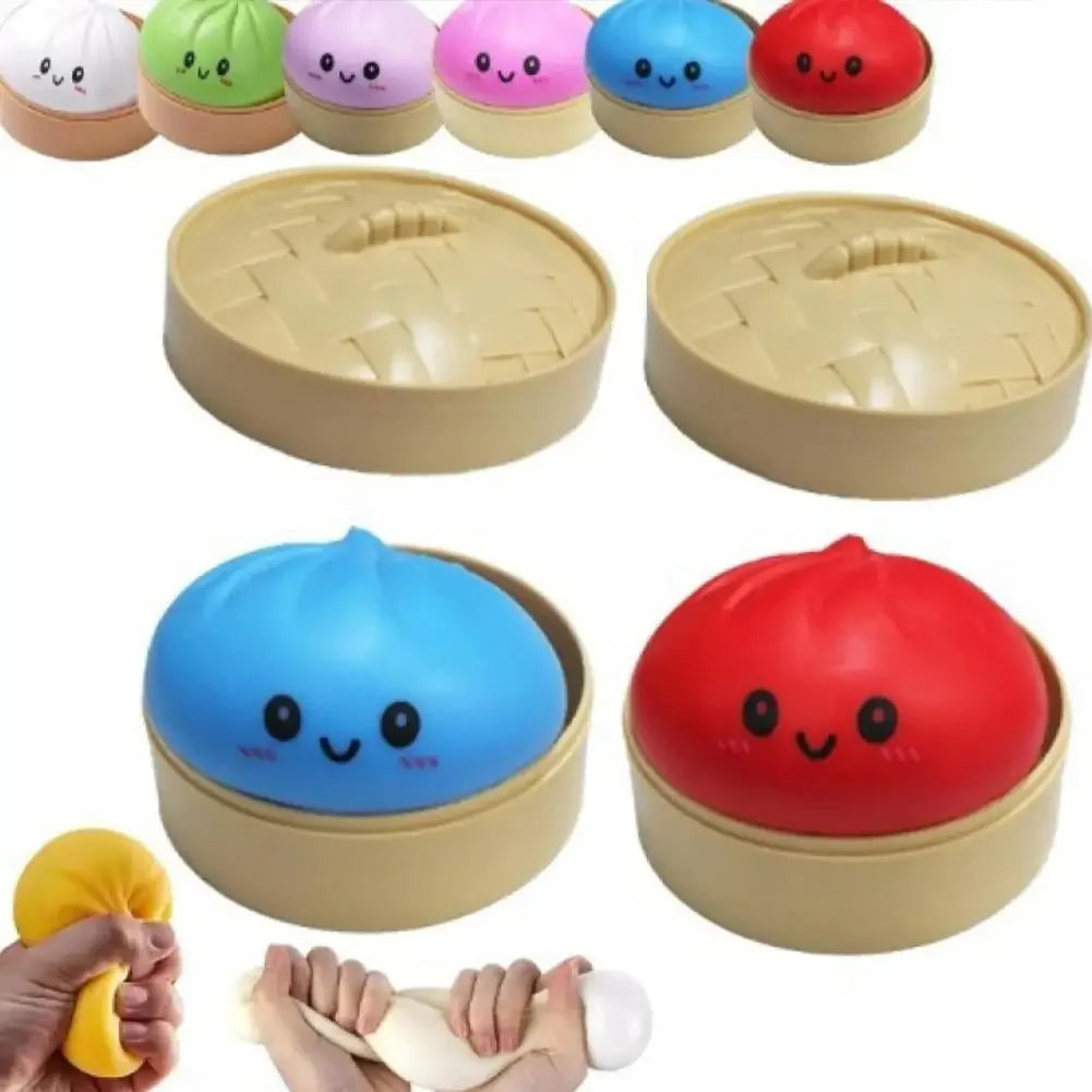 Colorful Dumpling Squishes Stress Balls Cha Siu Bao Slow Rebound Decompression Toys Feel Good Squishy Stress Relief Gifts 10cm