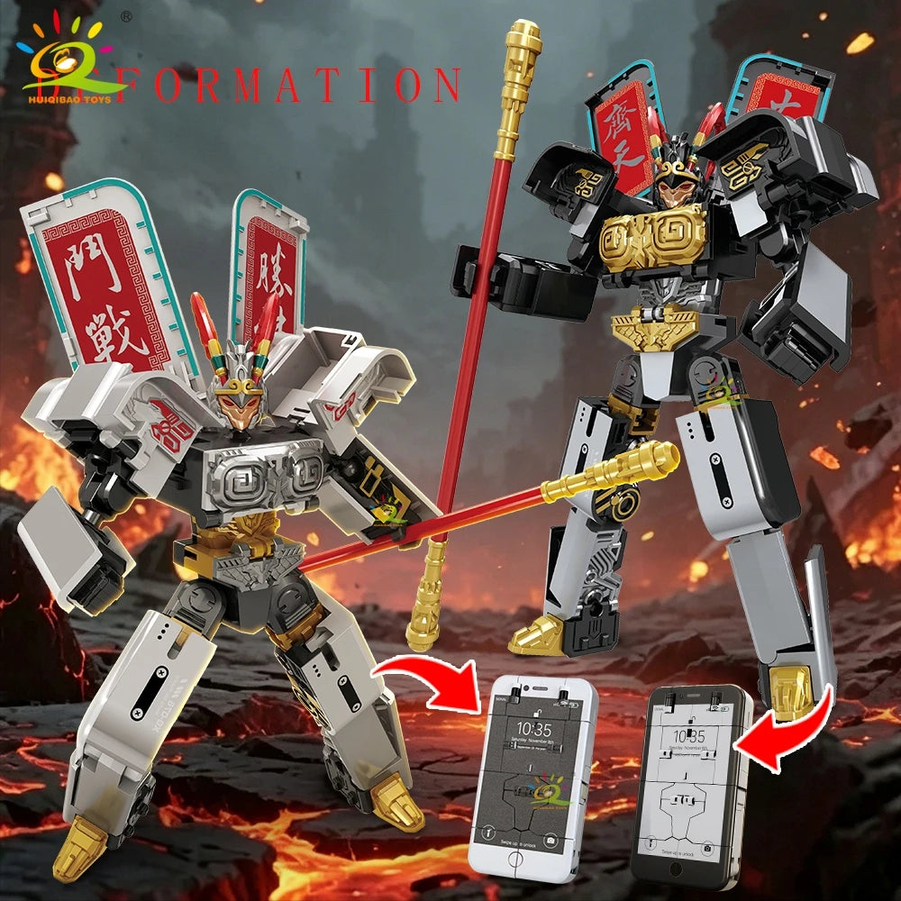 2-in-1 Transformable Monkey King Mecha Model, Transformable Robot Toy, Desktop Ornament, Educational Toy, Children's Gift