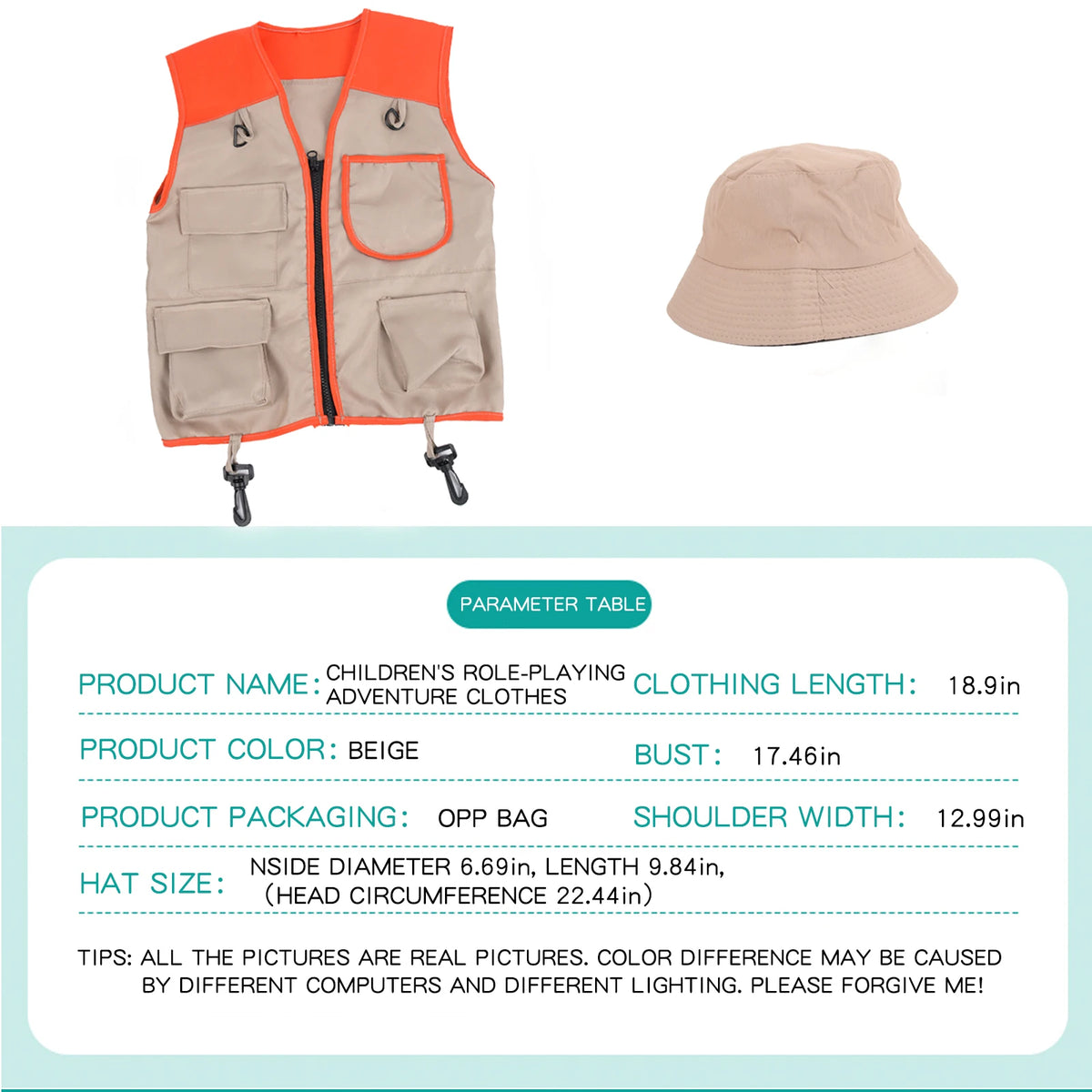 Costume Explorer Kids Kit Kids Explorer Adventures Suit Including Vest and Hat Dress Up Children Gift for Outdoor Adventures Set