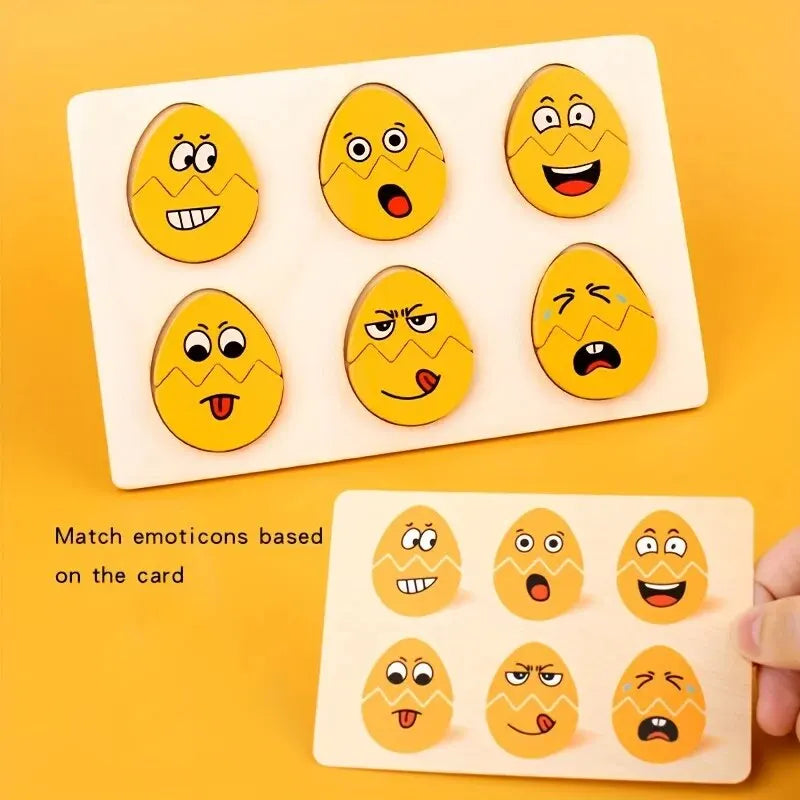 Wooden Expressions Egg Shaped Montessori Toy For Toddlers Preschool Kids' DIY Wooden Gifts Sensory Educational Toys