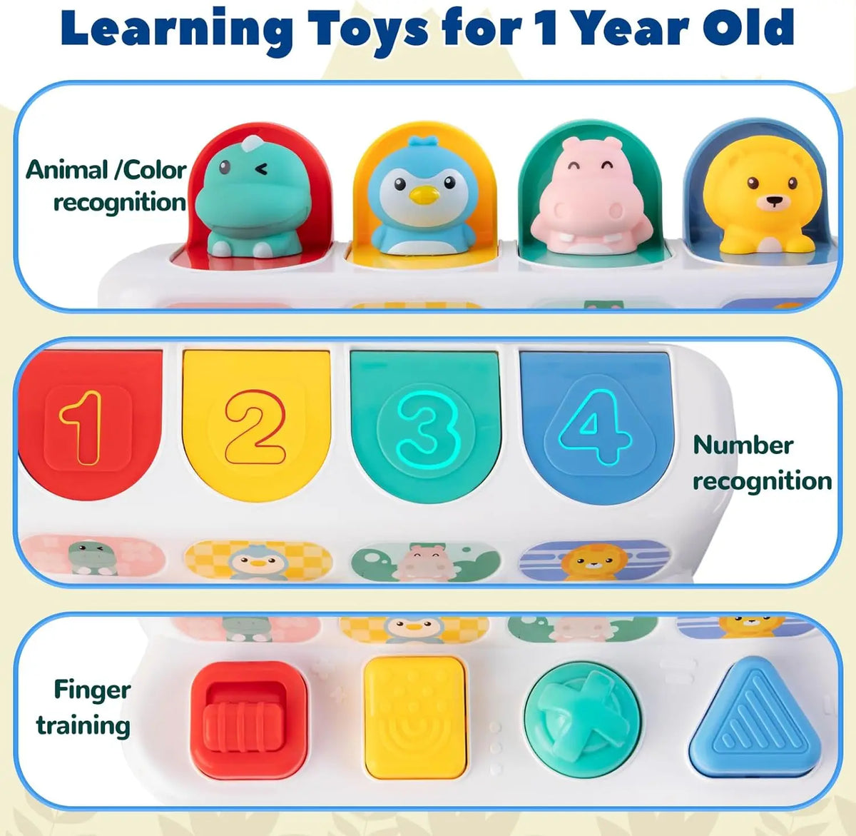 Montessori Baby Pop Up Animals Toy Interactive Sensory Toys for Toddlers Developmental Educational Toy for Boys Girls 6-12 Month