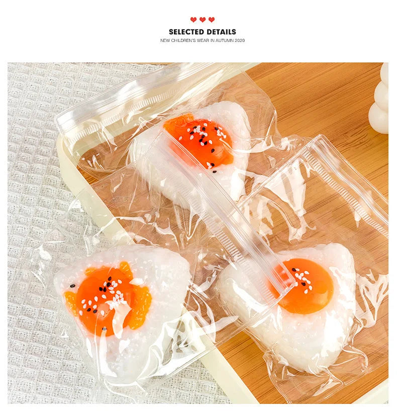 Egg Yolk Squishy Toy - Food-Safe Silicone Stress Ball, Kawaii Rice Ball Popping Fidget Sensory Toy for Anxiety & Focus