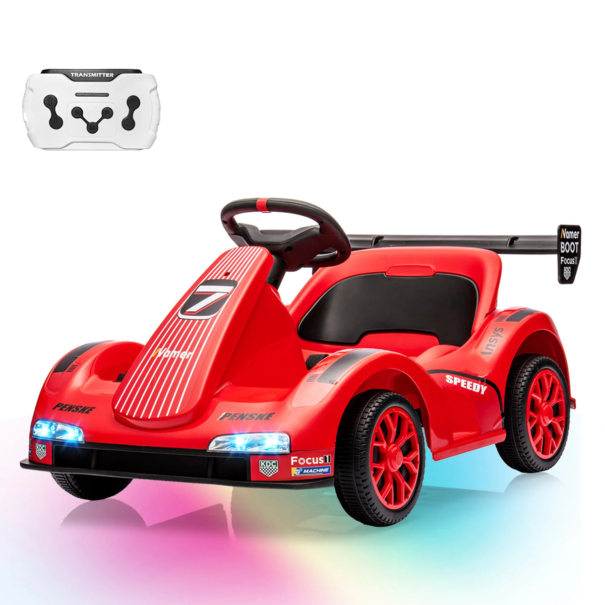 Kids Electric Drift Go Kart With 2.4G Remote Control, Dual 380 Motors, LED Lights, Music, 2 Speeds, Ride On Car For Ages 3-8