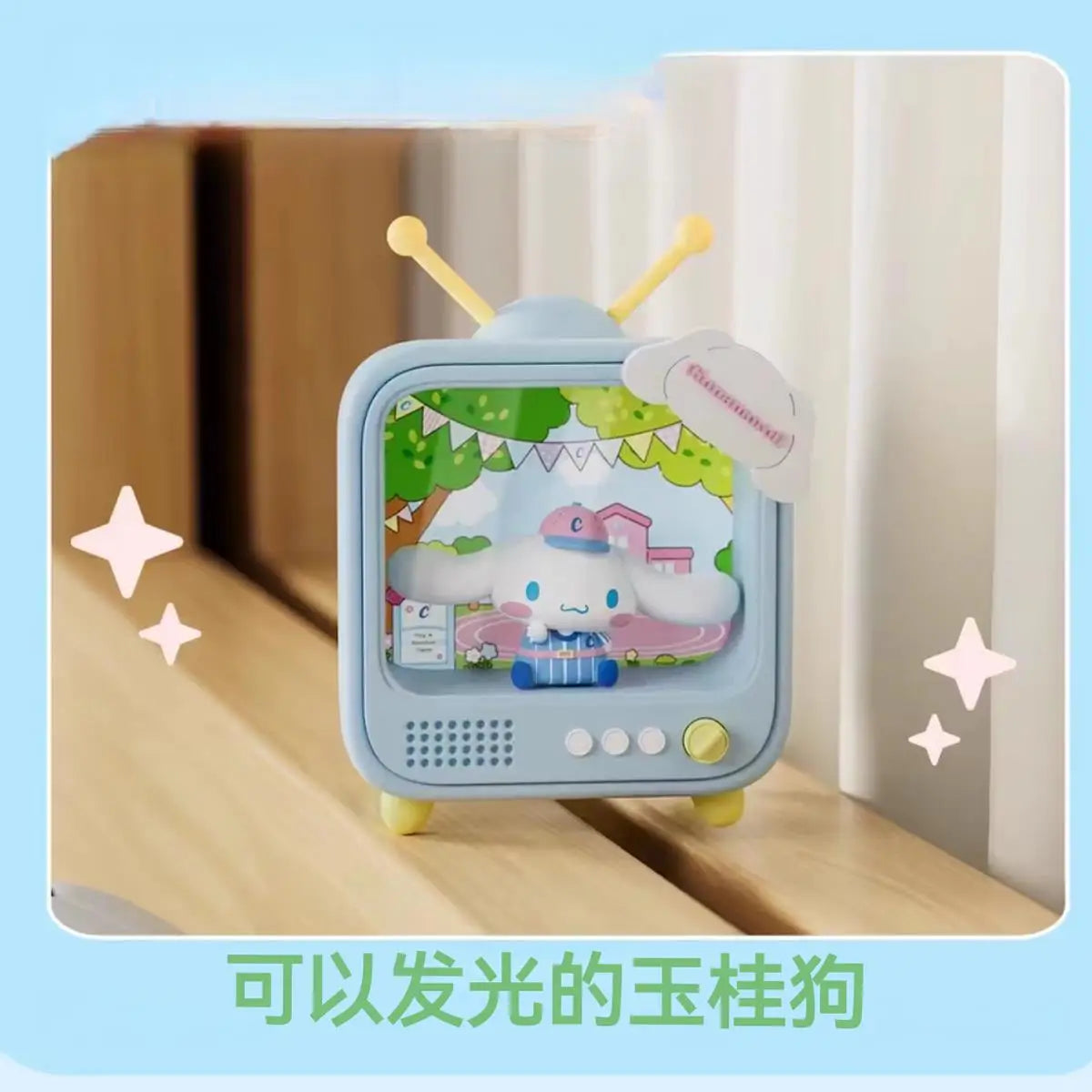 kawaii Sanrio Character TV Channel Series Luminous Night Light Toys Anime Kuromi Cinnamoroll HelloKitty Girls Desktop Ornaments